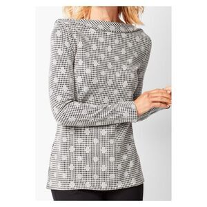 Talbots Womens XL Jacquard Dot Houndstooth Knit Top